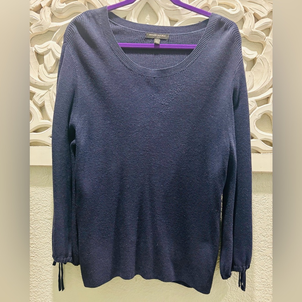 Banana Republic Navy Sweater with Tied Sleeves